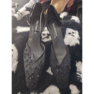 Enzo Angiolini Y-Elegra Lace Ankle Strap Heels Black, 7M: Missing heel tips